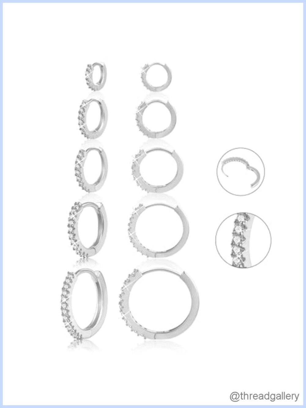 14K Gold Sterling Silver Small Hoop Earrings Set Cubic Zirconia Huggies